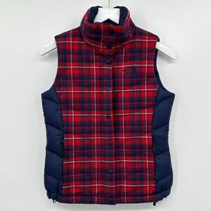 The North Face‎ 700 Down Puffer Vest Jacket Womens Size XS Red Blue Zip Pockets
